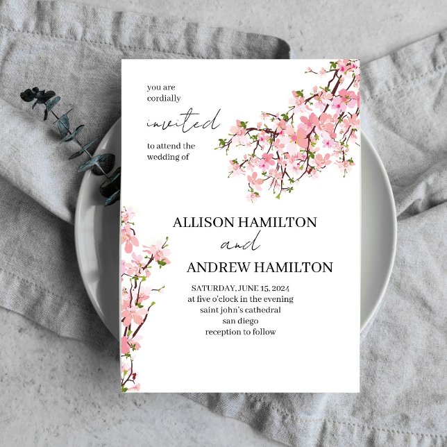 Elegant Wedding Invitation with Cherry blossom (Creator Uploaded)