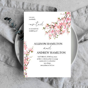 Elegant Wedding Invitation with Cherry blossom