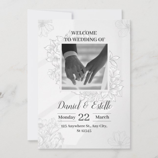 Elegant Wedding Invitation with Floral Design (Front)