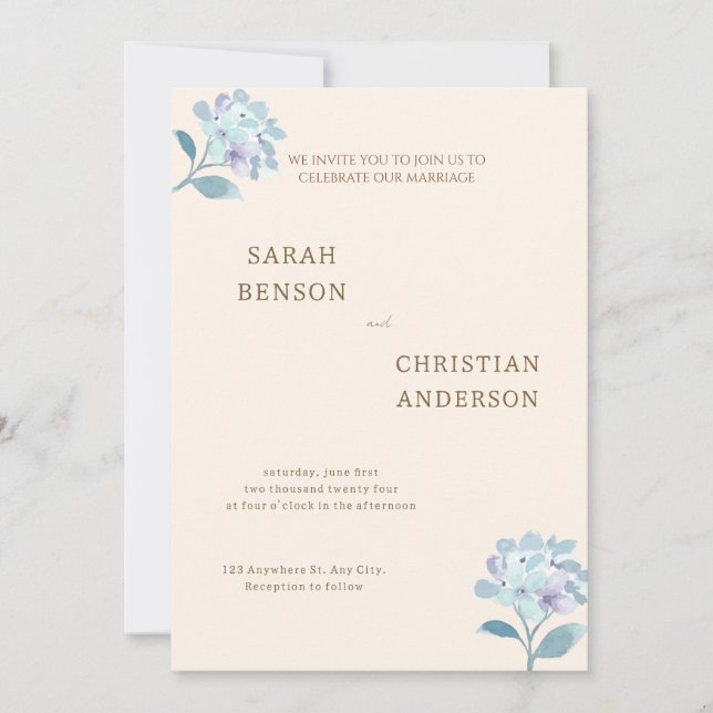 Elegant Wedding Invitation with Floral Design (Front)
