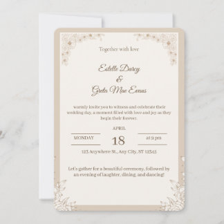 Elegant Wedding Invitation with Floral Patterns