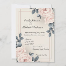 Elegant Wedding Invitation With Flowers