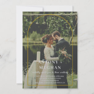 Elegant Wedding Invitation with gold arch