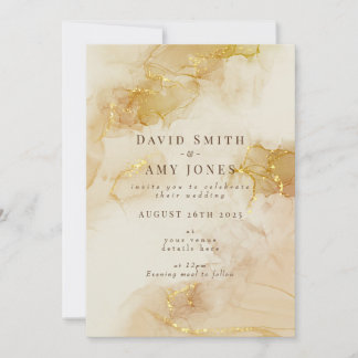 Elegant wedding invitation with gold background