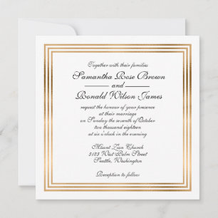 Elegant wedding Invitation with gold foil border