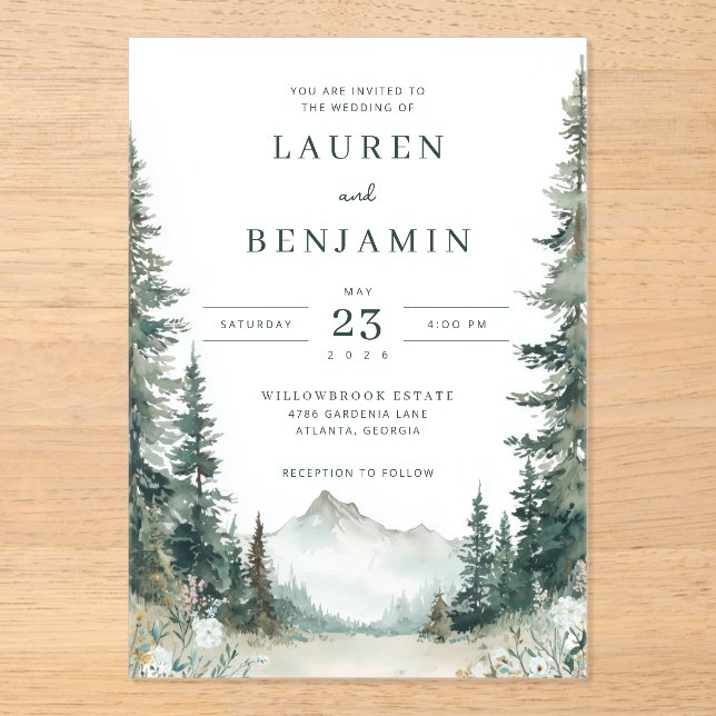 Elegant Wedding Invitation with Nature Theme (Front)