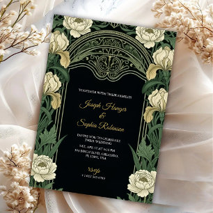 Elegant wedding invitation with ornate floral 
