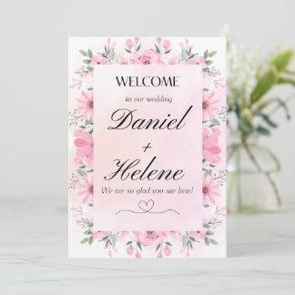 Elegant wedding invitation with pink flowers