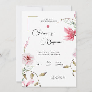 Elegant Wedding Invitation with Romantic Floral Ac
