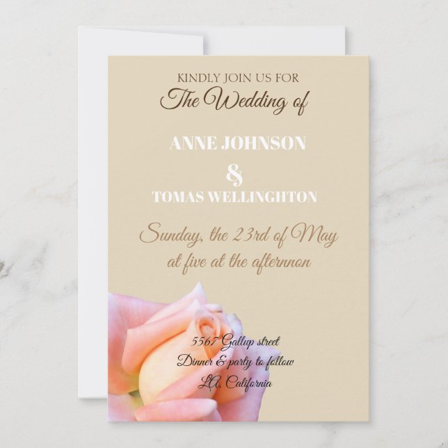 Elegant  Wedding Invitation with  Rose (Front)