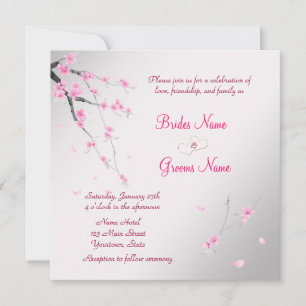 Elegant Wedding Invitation with Sakura