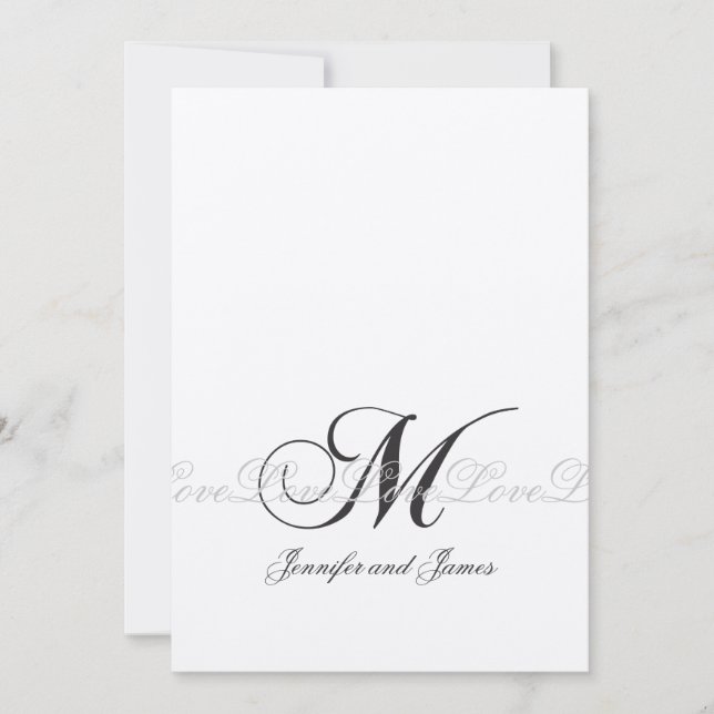 Elegant Wedding Invitations Monogram M Love (Front)