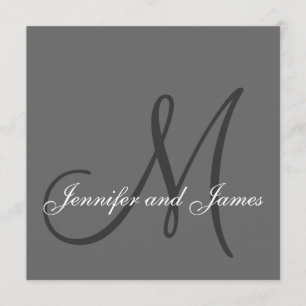Elegant Wedding Invitations Monogram Names Grey