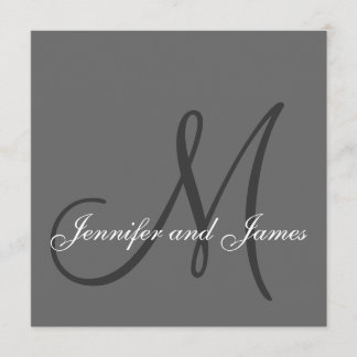 Elegant Wedding Invitations Monogram Names Grey