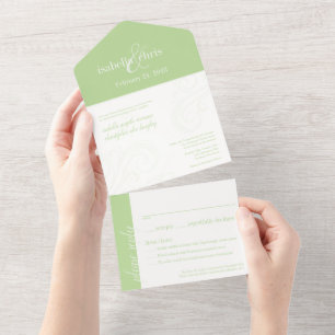 Elegant Wedding Invite, Mint All-in-One All In One Invitation