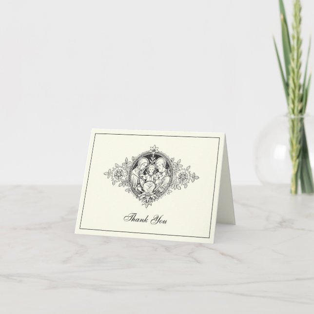 Elegant Wedding Ivory Holy Family Religious  Thank You Card (Front)