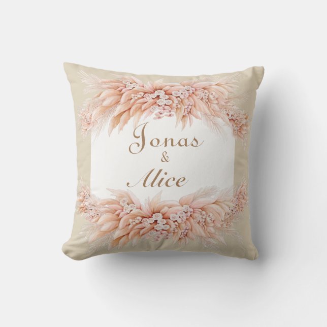 Elegant wedding keepsake script couple floral  cushion (Front)
