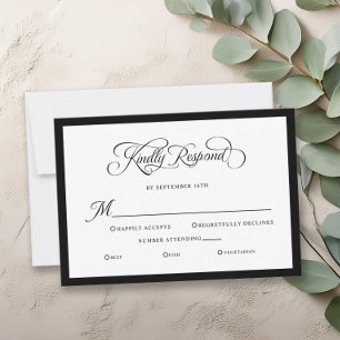 Elegant Wedding Kindly Respond Calligraphy RSVP Card