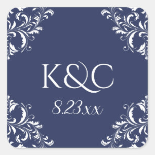 Elegant Wedding Label   Nadine - Navy Blue