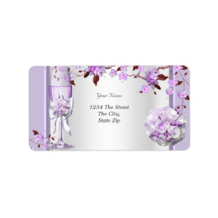 Elegant Wedding Lavender Purple Lilac 4 Label