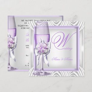 Elegant Wedding Lavender Purple Lilac Champagne Invitation