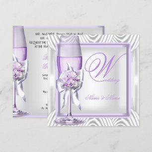 Elegant Wedding Lavender Purple Lilac Champagne Invitation