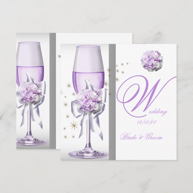Elegant Wedding Lavender Purple Lilac Champagne Invitation (Front/Back)