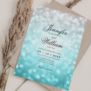 Elegant Wedding Lights Beach Ombre QR RSVP Invitation