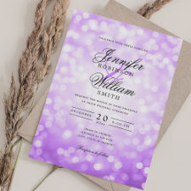 Elegant Wedding Lights Vintage Purple QR RSVP