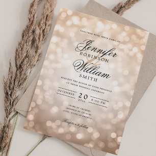 Elegant Wedding Lights Vintage Rose Gold QR RSVP Invitation