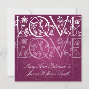 Elegant Wedding Love Flourish Berry Pink Invitation