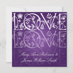 Elegant Wedding Love Flourish Purple Invitation