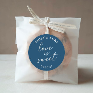 Elegant Wedding Love is Sweet Wedding Favour Classic Round Sticker