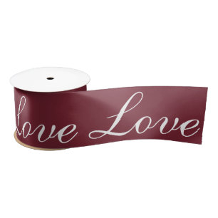 Elegant Wedding Love Maroon Dark Red Burgundy  Satin Ribbon