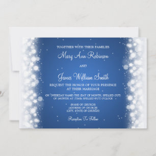 Elegant Wedding Magic Sparkle Blue Invitation