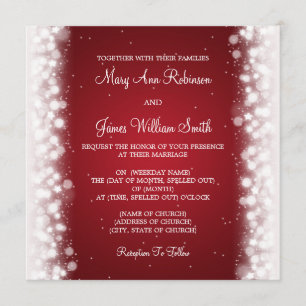 Elegant Wedding Magic Sparkle Red Invitation