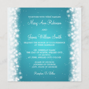 Elegant Wedding Magic Sparkle Turquoise Invitation