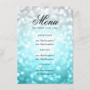 Elegant Wedding Menu Beach Ombre Glitter Lights