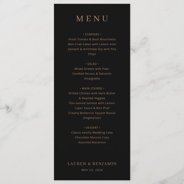 Elegant Wedding Menu Card (Front)