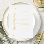 Elegant Wedding Menu Card Modern Calligraphy Foil<br><div class="desc">Modern gold calligraphy menu card for plate. Easy to personalise with your details. Please get in touch with me via chat if you have questions about the artwork or need customisation. Check the collection for more items. PLEASE NOTE: For assistance on orders, shipping, product information, etc., contact Zazzle Customer Care...</div>