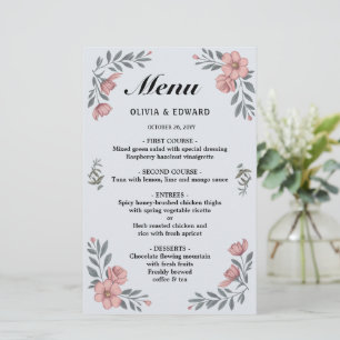 Elegant Wedding Menu Card - Olivia & Edward