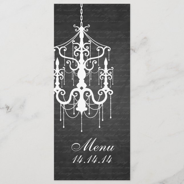 Elegant Wedding Menu Chandelier  Black (Front)