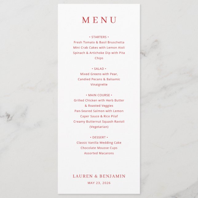 Elegant Wedding Menu Design (Front)