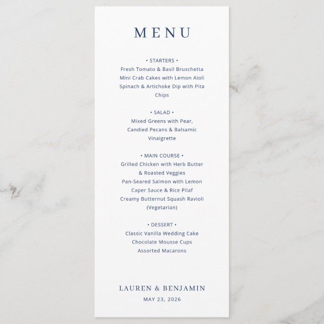 Elegant Wedding Menu Design (Front)