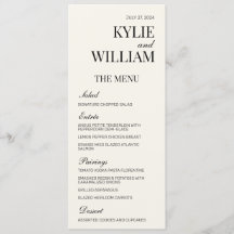Elegant Wedding Menu Insert