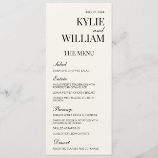 Elegant Wedding Menu Insert
