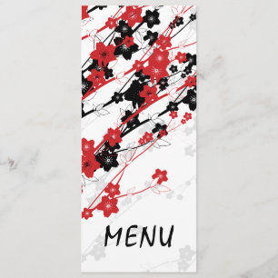 Elegant Wedding Menu  Japanese Flowers Red