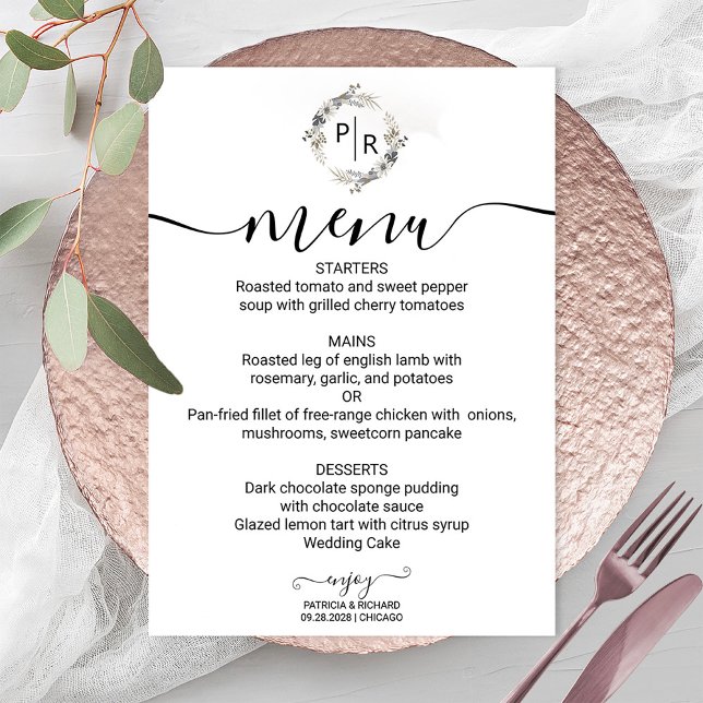 Elegant Wedding Menu Modern Calligraphy Card (Creator Uploaded)