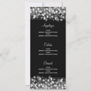 Elegant Wedding Menu Party Sparkles Silver Invitation