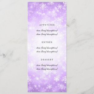 Elegant Wedding Menu Purple Winter Wonderland
